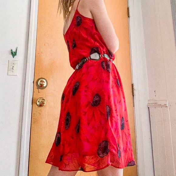 Vintage 90’s Daisy Print Spaghetti Strap Mini Dress - Picture 5 of 7